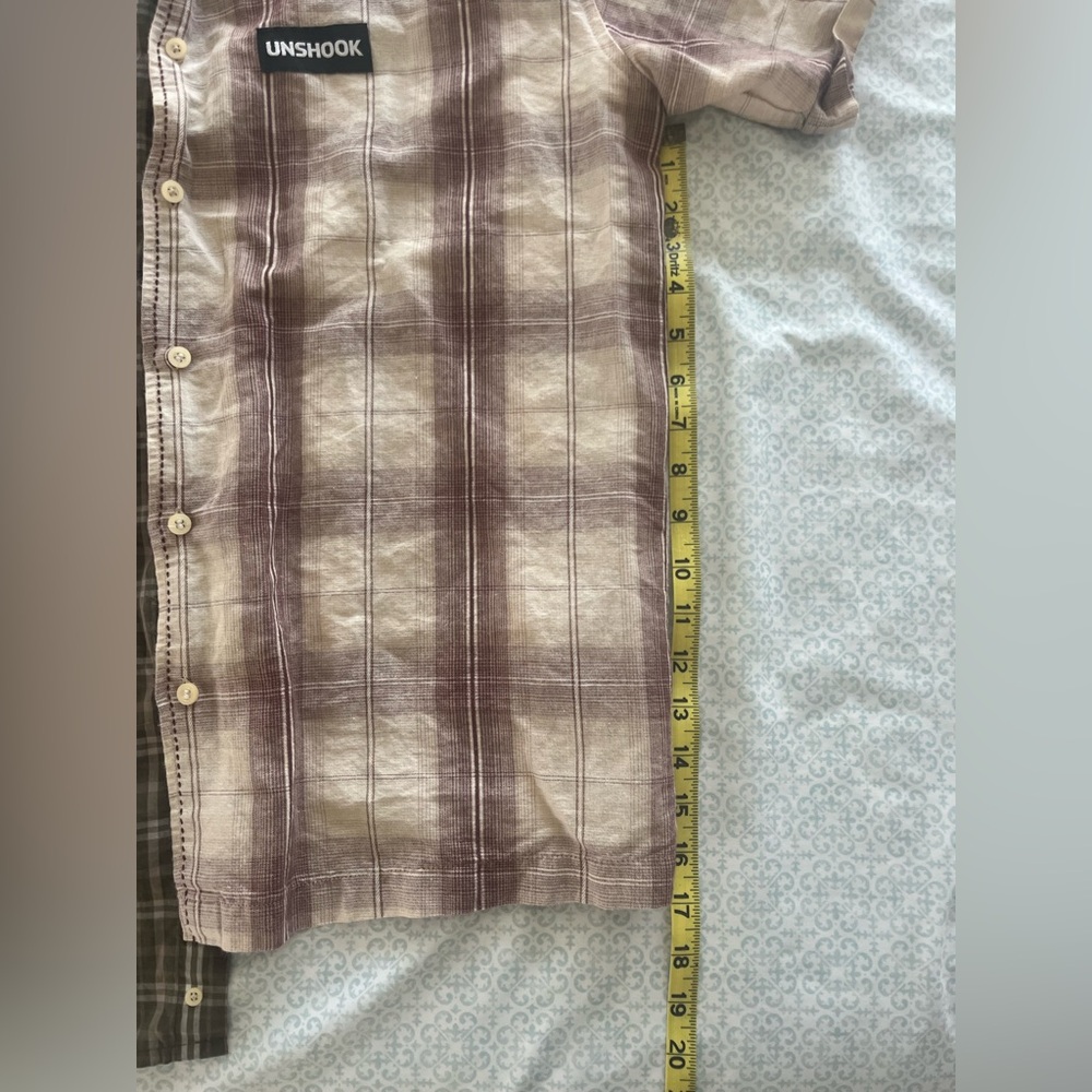 Two-Toned Reworked Plaid Button-Up - Picture 3 of 5
